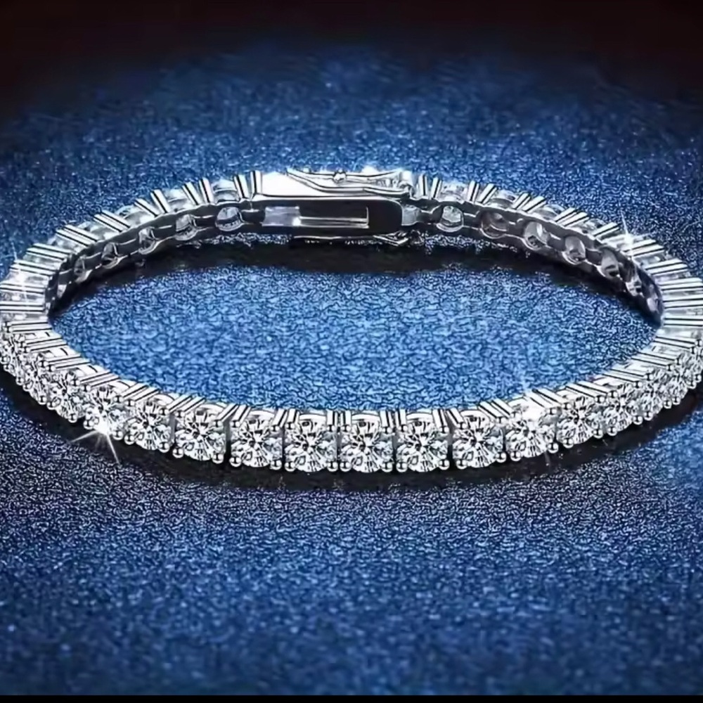 Sterling Silver Plated Crystal Tennis Bracelet